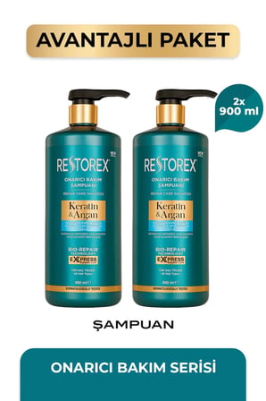 Keratin & Argan Onarıcı Şampuan 2 x 900 ml – Kırılma Karşıtı Güçlendirme