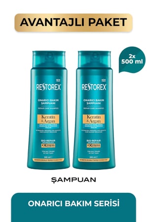 Keratin & Argan Onarıcı Saç Bakım Şampuanı 2 x 500ml