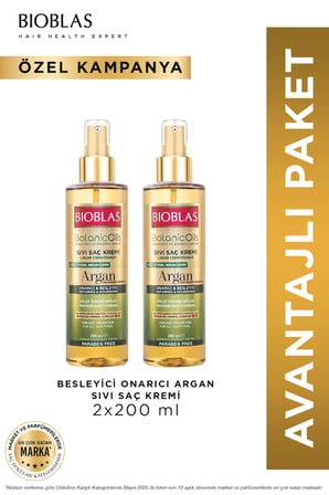 Botanic Oils Argan Yağlı Sıvı Saç Kremi 2 x 200 Ml Onarıcı Bakım Kremi