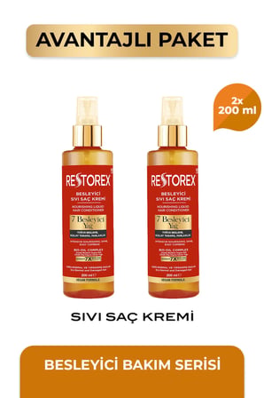 Besleyici Bakım Sıvı Saç Kremi 2 x 200 Ml - 7 Besleyici Yağ Göz Alıcı Parlaklık İpeksi Yumuşaklık