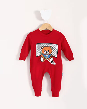 Toy Ayı Temalı Bebek Tulum Kırmızı | 0-3 AY