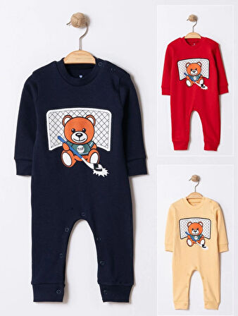 Toy Ayı Temalı Bebek Tulum Lacivert | 6-9 AY