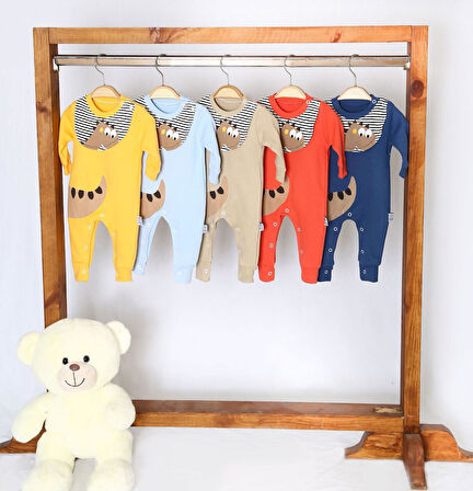 Dinazor Görselli ve Önlük Detaylı Bebek Tulum Turkuaz | 3-6 AY