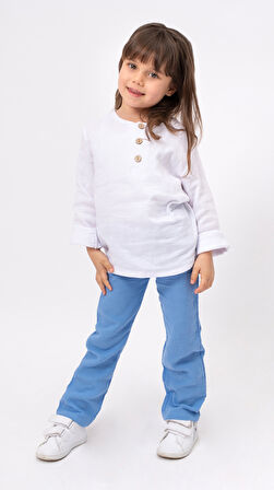Unisex Bebek&Çocuk %100 Pamuklu Müslin Alt Üst Pijama Takım-Mavi | 2-3 Yaş