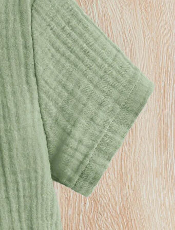 Unisex Bebek&Çocuk %100 Pamuklu Düğmeli Müslin Alt Üst Şort Takım-Yeşil | 4 YAŞ