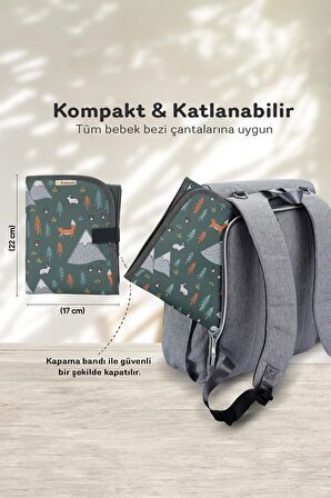 Bebek Bezi Değiştirme Matı – Su Geçirmez Katlanabilir Bebek Alt Değiştirme Minderi – (Woods)