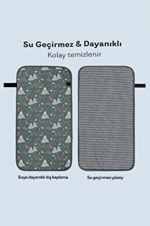 Bebek Bezi Değiştirme Matı – Su Geçirmez Katlanabilir Bebek Alt Değiştirme Minderi – (Woods)