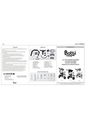 Toys 127 Panda Üç Tekerlekli Tenteli Ebeveyn Kontrollü Bisiklet Çocuk Bisikleti