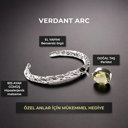 925 Ayar Gümüş Peridot Bileklik – Verdant Arc