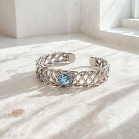 Gümüş Topaz Kelepçe Bileklik – Iceweave