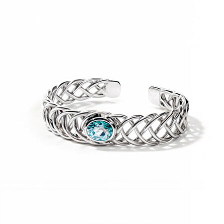 Gümüş Topaz Kelepçe Bileklik – Iceweave