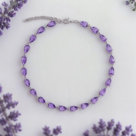 Gümüş Ametist Bileklik – Lilac Edge