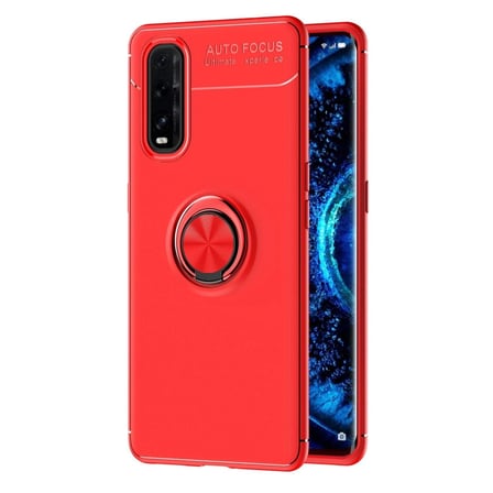 Oppo Find X2 Kılıf Range Yüzüklü Silikon - Kırmızı iegxx