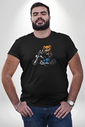 Kask Güneş Gözlüğü Motor Ayı Siyah Büyük Beden Erkek Kadın Unisex Basic Ön Baskılı Tişört