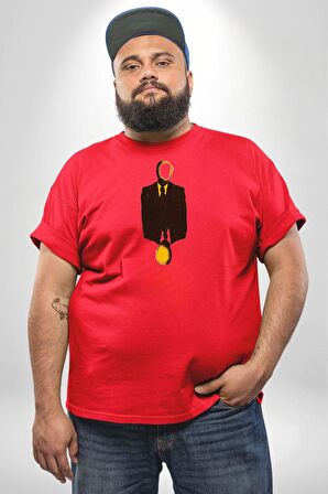 Görünmez İnsan Takım Elbise Kırmızı Büyük Beden Erkek Kadın Unisex Basic Ön Baskılı Tişört