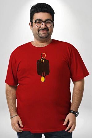 Görünmez İnsan Takım Elbise Kırmızı Büyük Beden Erkek Kadın Unisex Basic Ön Baskılı Tişört
