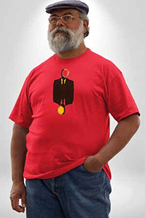 Görünmez İnsan Takım Elbise Kırmızı Büyük Beden Erkek Kadın Unisex Basic Ön Baskılı Tişört