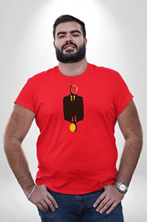 Görünmez İnsan Takım Elbise Kırmızı Büyük Beden Erkek Kadın Unisex Basic Ön Baskılı Tişört