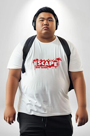 Escape Dead İsland Ölüm Adası Beyaz Büyük Beden Kadın Erkek Ünisex  Basic Ön Baskılı Tişört