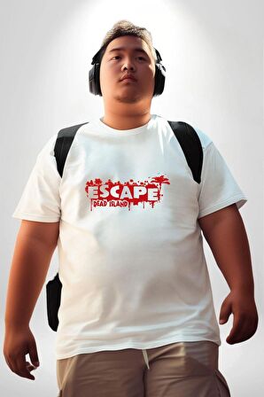 Escape Dead İsland Ölüm Adası Beyaz Büyük Beden Kadın Erkek Ünisex  Basic Ön Baskılı Tişört