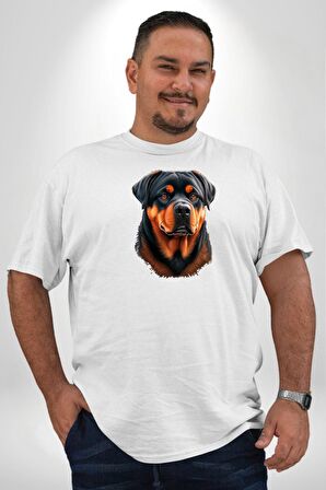 Rottweiler A Secere Beyaz Büyük Beden Kadın Erkek Ünisex  Basic Ön Baskılı Tişört
