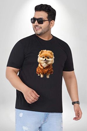 Teacup Pomernian Çeket  Siyah Büyük Beden Erkek Kadın Unisex Basic Ön Baskılı Tişört