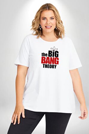 The Big Bang Theory Beyaz Büyük Beden Kadın Erkek Ünisex  Basic Ön Baskılı Tişört