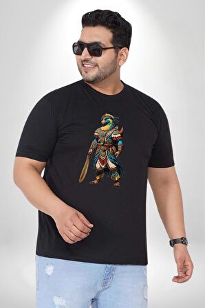 Oturan Kuş Efsanesi Siyah Büyük Beden Erkek Kadın Unisex Basic Ön Baskılı Tişört