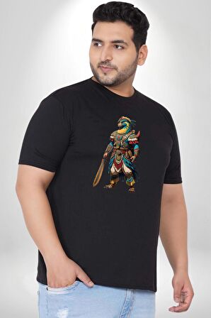 Oturan Kuş Efsanesi Siyah Büyük Beden Erkek Kadın Unisex Basic Ön Baskılı Tişört