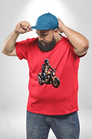 Kask Motorsiklet Dünya Turu Kırmızı Büyük Beden Erkek Kadın Unisex Basic Ön Baskılı Tişört