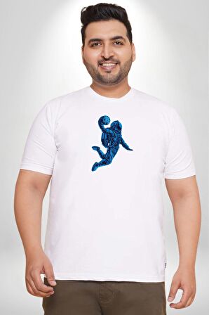 Basketbol Mars Uzay Smaçı  Beyaz Büyük Beden Kadın Erkek Ünisex  Basic Ön Baskılı Tişört