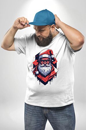 Cool Santa Claus Noel Baba Beyaz Büyük Beden Kadın Erkek Ünisex  Basic Ön Baskılı Tişört