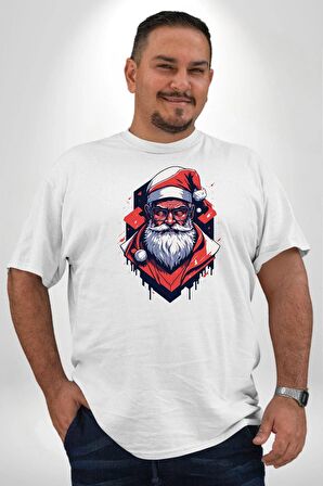 Cool Santa Claus Noel Baba Beyaz Büyük Beden Kadın Erkek Ünisex  Basic Ön Baskılı Tişört