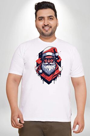 Cool Santa Claus Noel Baba Beyaz Büyük Beden Kadın Erkek Ünisex  Basic Ön Baskılı Tişört