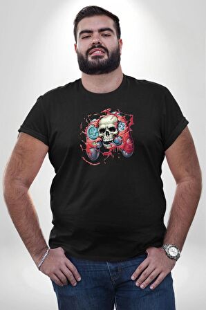 Oyun Kumandası İnsanı Ele Geçirişi Siyah Büyük Beden Erkek Kadın Unisex Basic Ön Baskılı Tişört