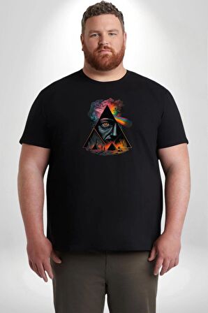 Pink Floyd Göz Piramit Siyah Büyük Beden Erkek Kadın Unisex Basic Ön Baskılı Tişört