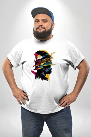Canlı Afrobeat Füzyon Renkli Siluet Beyaz Büyük Beden Kadın Erkek Ünisex  Basic Ön Baskılı Tişört