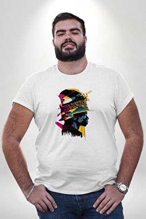 Canlı Afrobeat Füzyon Renkli Siluet Beyaz Büyük Beden Kadın Erkek Ünisex  Basic Ön Baskılı Tişört