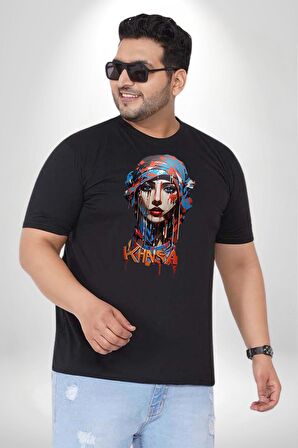Khansa Eşarp Erkek Kadın Unisex Tasarımı Siyah Büyük Beden Erkek Kadın Unisex Basic Ön Baskılı Tişört