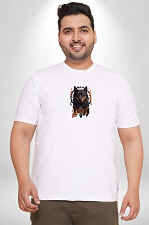Rottweiler Rüya Kapanı Beyaz Büyük Beden Kadın Erkek Ünisex  Basic Ön Baskılı Tişört