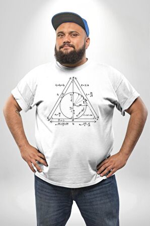 Pisagor Çember Matematik Beyaz Büyük Beden Kadın Erkek Ünisex  Basic Ön Baskılı Tişört
