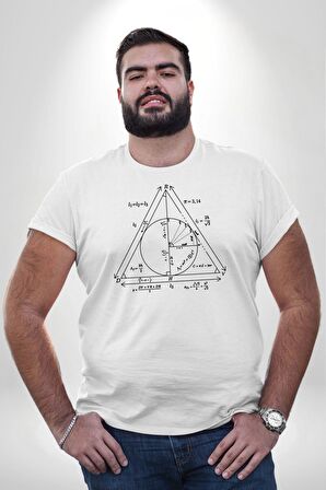 Pisagor Çember Matematik Beyaz Büyük Beden Kadın Erkek Ünisex  Basic Ön Baskılı Tişört