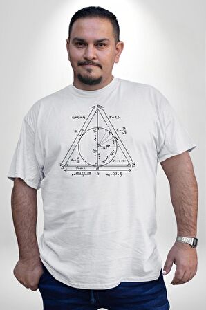 Pisagor Çember Matematik Beyaz Büyük Beden Kadın Erkek Ünisex  Basic Ön Baskılı Tişört