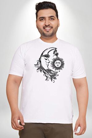 Ay Güneş Astroloji Aşk Estetik Beyaz Büyük Beden Kadın Erkek Ünisex  Basic Ön Baskılı Tişört