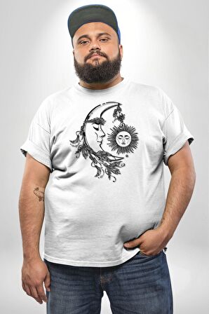 Ay Güneş Astroloji Aşk Estetik Beyaz Büyük Beden Kadın Erkek Ünisex  Basic Ön Baskılı Tişört
