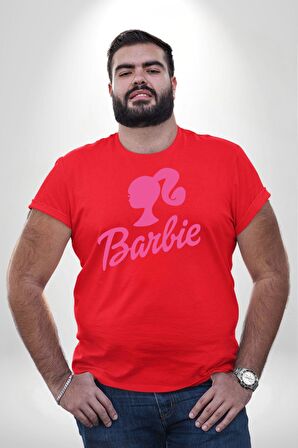 Barbie  Kırmızı Büyük Beden Erkek Kadın Unisex Basic Ön Baskılı Tişört