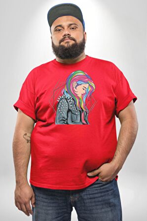 Metal Müzik Çeket Kırmızı Büyük Beden Erkek Kadın Unisex Basic Ön Baskılı Tişört