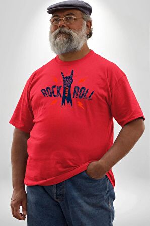 Rock And Roll Rock El İşareti Kırmızı Büyük Beden Erkek Kadın Unisex Basic Ön Baskılı Tişört