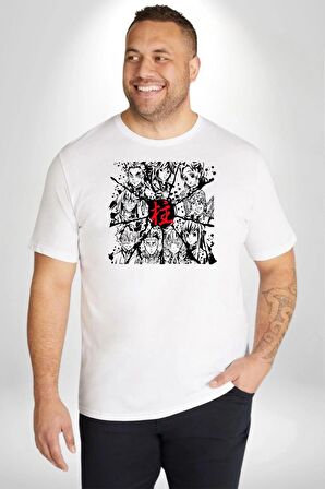 Anime Demon Slayer Hashira Beyaz Büyük Beden Kadın Erkek Ünisex  Basic Ön Baskılı Tişört