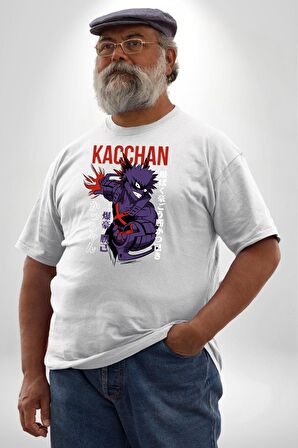 Kasuki Bakugo Anime  Beyaz Büyük Beden Kadın Erkek Ünisex  Basic Ön Baskılı Tişört